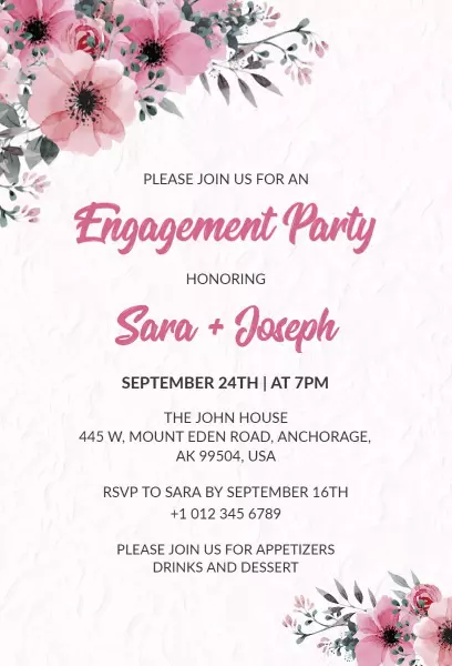 Charming Floral Engagement Party Celebration Invitation Template