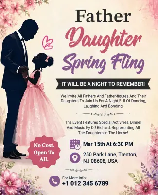 Charming Floral Father-Daughter Spring Fling Event Flyer Template