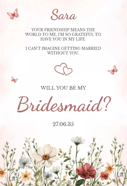 Charming Floral Friendship Bridesmaid Invitation Template