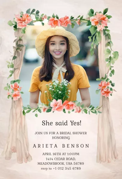 Charming Floral Garden Bridal Shower Celebration Invitation Template
