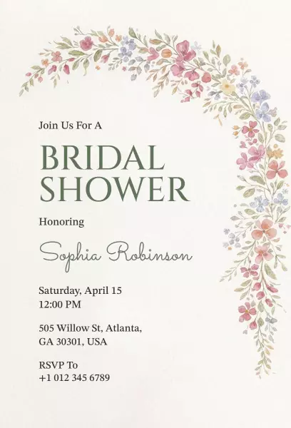Charming Floral Garden Bridal Shower Invitation Template