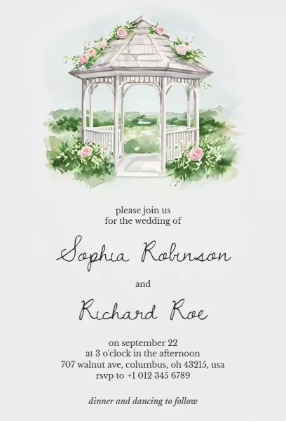 Charming Floral Garden Wedding Ceremony Invitation Template