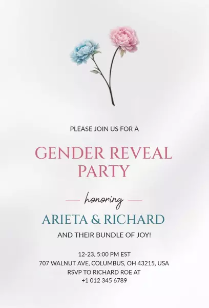 Charming Floral Gender Reveal Celebration Invitation Template
