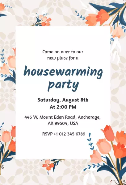 Charming Floral Housewarming Celebration Invitation Template