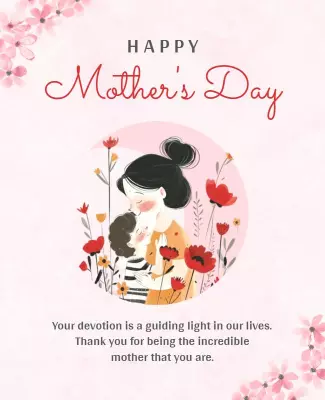 Charming Floral Illustration for Mother's Day Celebration Poster Template