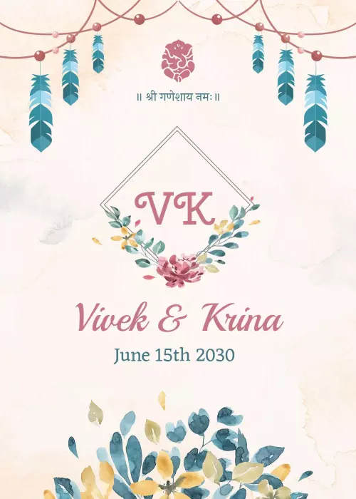 Charming Floral Indian Wedding Celebration Invitation Template