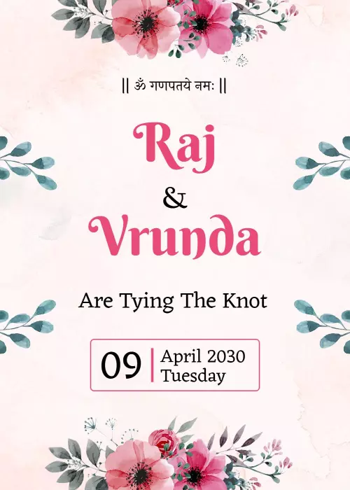 Charming Floral Indian Wedding Ceremony Invitation Template