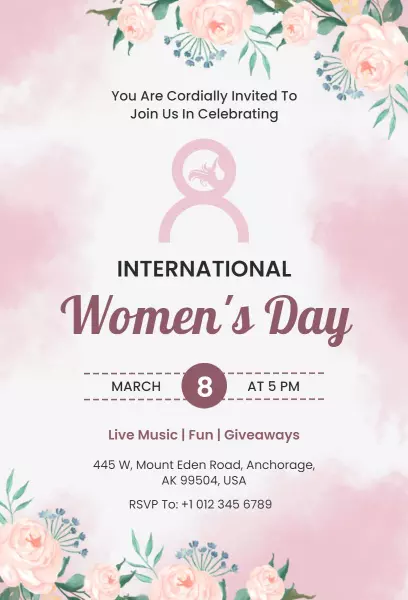 Charming Floral International Women's Day Celebration Invitation Template