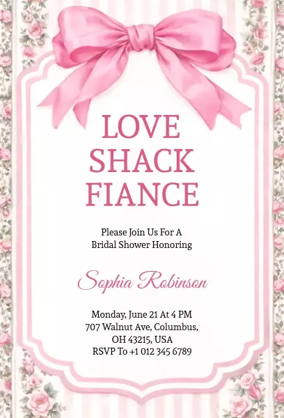 Charming Floral Love Shack Bridal Shower Invitation Template