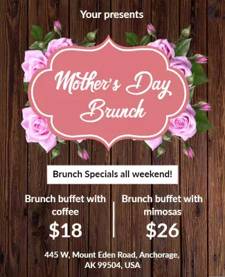 Charming Floral Mother's Day Brunch Offer Poster Template