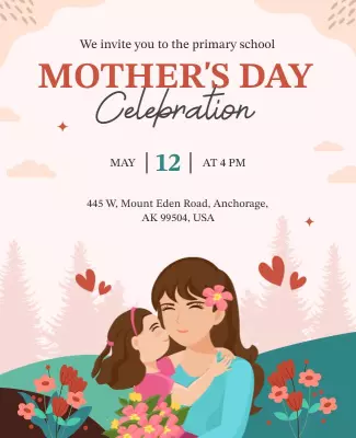 Charming Floral Mother’s Day Celebration Invitation Poster Template