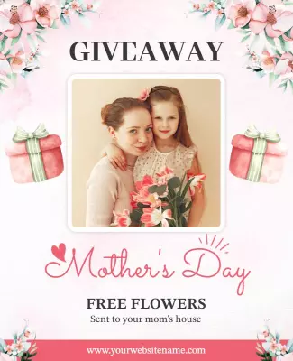 Charming Floral Mother's Day Giveaway Poster Template