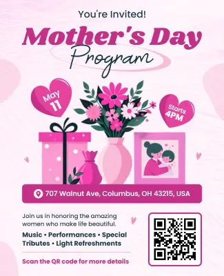 Charming Floral Mother's Day Program Flyer Template