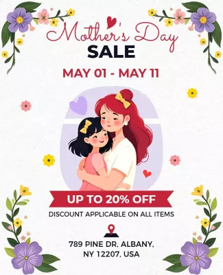 Charming Floral Mother's Day Sale Celebration Poster Template