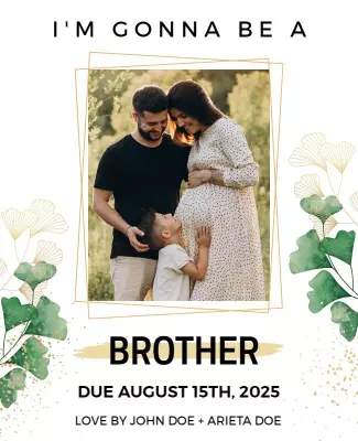 Charming Floral Pregnancy Announcement Brother Flyer Template
