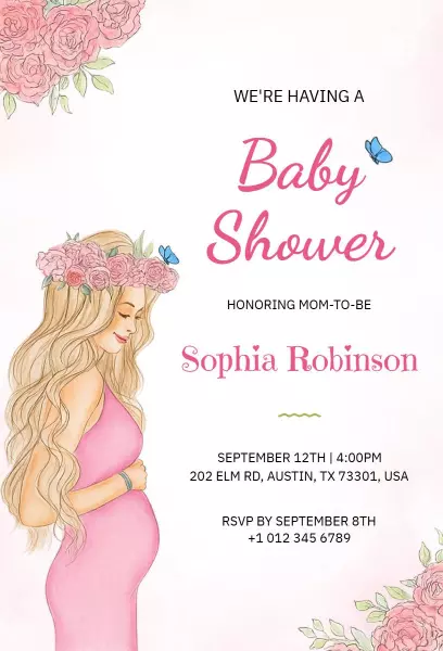 Charming Floral Princess Themed Baby Shower Invitation Template