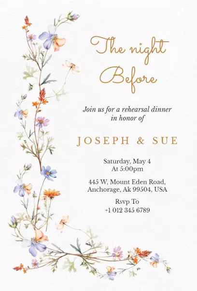 Charming Floral Rehearsal Dinner Celebration Invitation Template