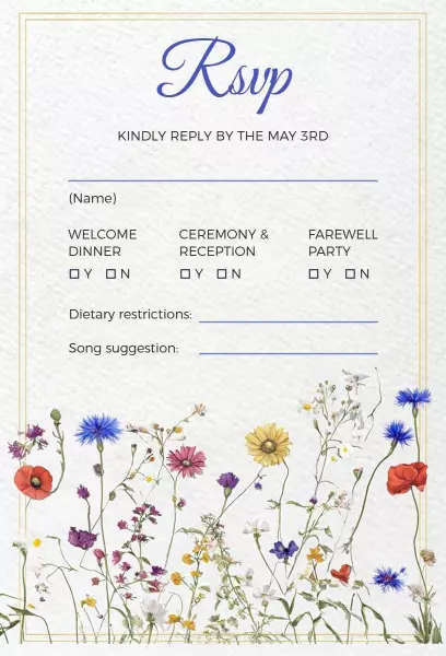 Charming Floral RSVP Response for Special Celebration Invitation Template