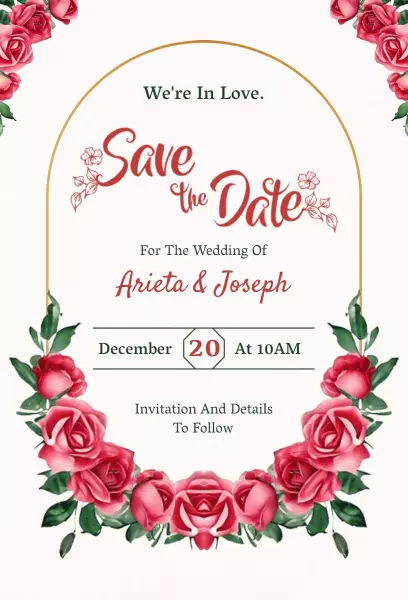 Charming Floral Save The Date Wedding Announcement Invitation Template