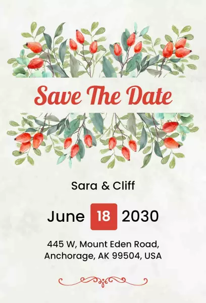 Charming Floral Save The Date Wedding Celebration Invitation Template