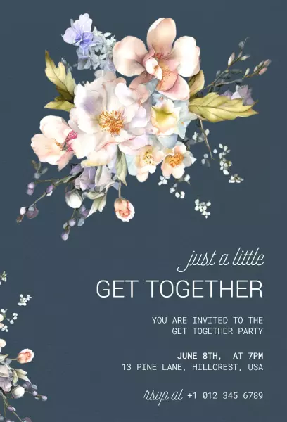 Charming Floral Spring Get Together Celebration Invitation Template