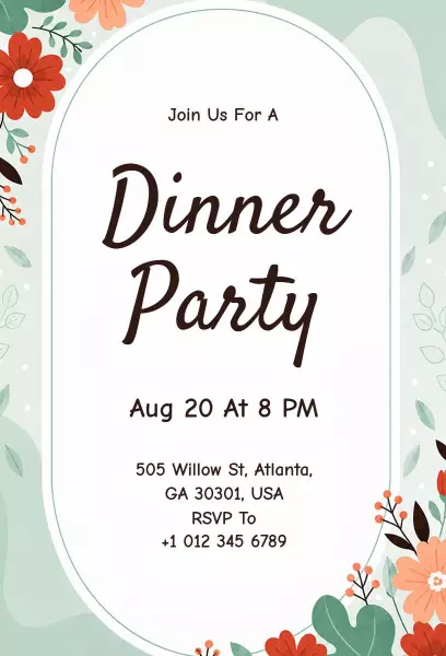 Charming Floral Summer Dinner Party Invitation Template