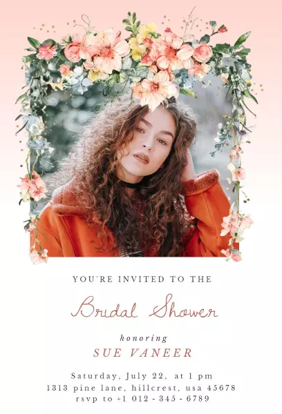 Charming Floral Theme Bridal Shower Celebration Invitation Template