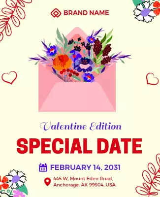 Charming Floral Valentine's Day Special Event Poster Template