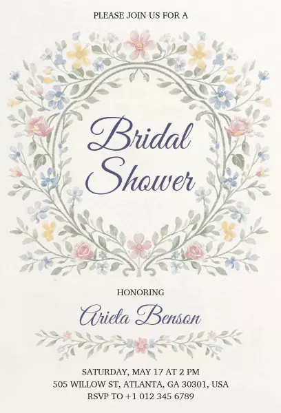 Charming Floral Vintage Bridal Shower Invitation Template