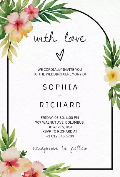 Charming Floral Wedding Ceremony Invitation Template