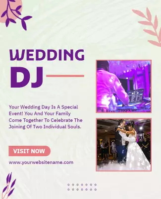 Charming Floral Wedding DJ Celebration Poster Template