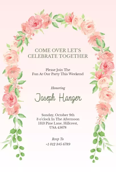 Charming Floral Weekend Get Together Celebration Invitation Template