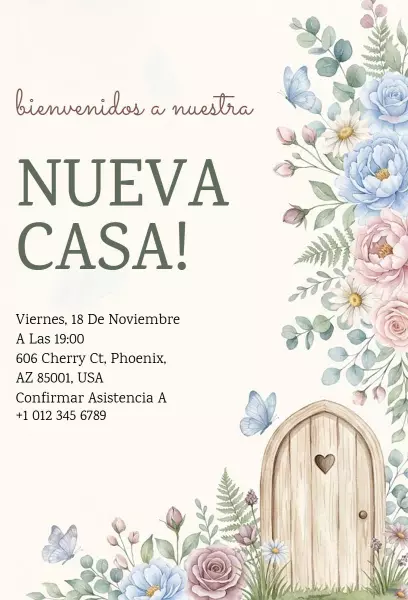 Charming Floral Welcome Housewarming Celebration Invitation Template