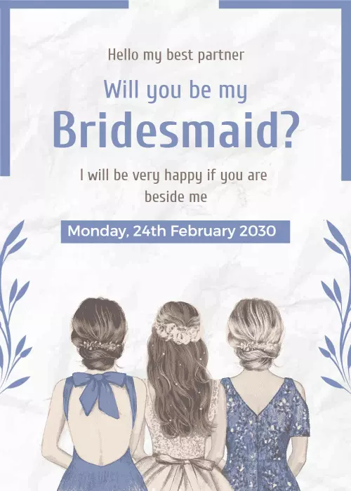Charming Floral Will You Be My Bridesmaid Invitation Template