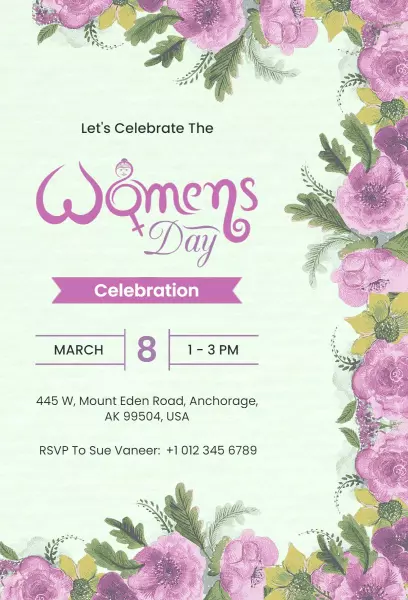 Charming Floral Women's Day Celebration Invitation Template