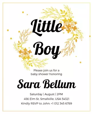 Charming Floral Yellow Baby Shower Invitation Poster Template