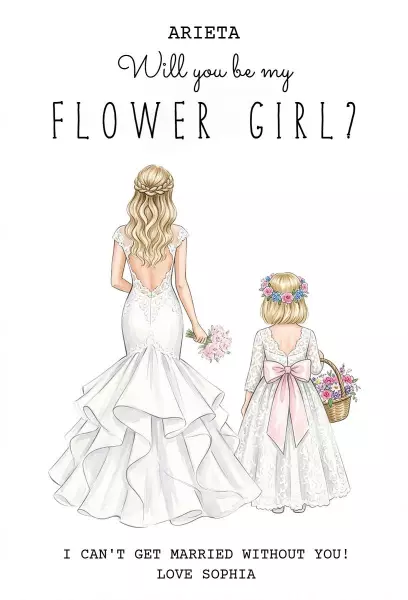 Charming Flower Girl Invitation for Bridesmaid Role Template