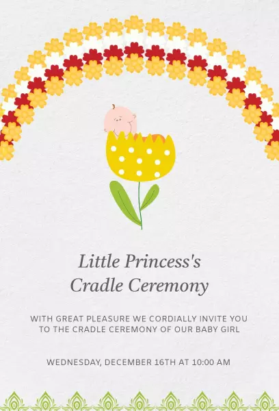 Charming Flower Themed Naming Ceremony Invitation Template