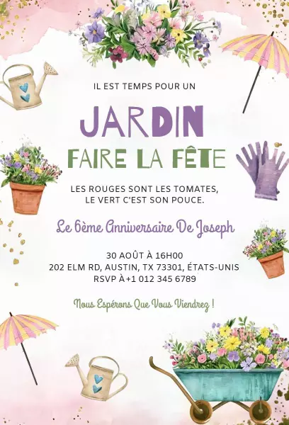 Charming Garden Themed Birthday Celebration Invitation Template