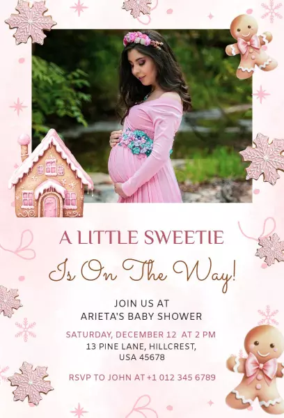 Charming Gingerbread House Baby Shower Celebration Invitation Template