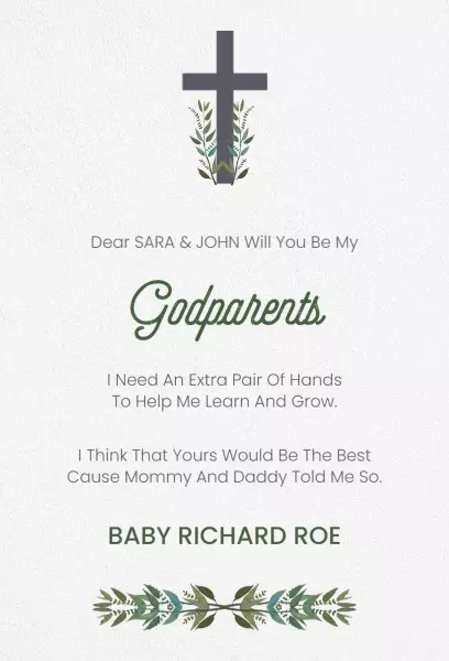Charming Godparents Invitation with Religious Theme Celebration Template