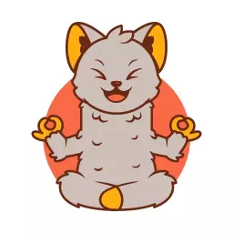 Charming Gray Cat Mascot Promoting Mindfulness and Balance Logo Template