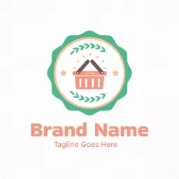 Charming Green and Orange Shopping Basket Mart Logo Template