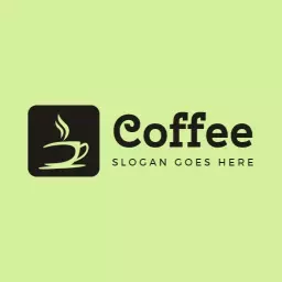 Charming Green Background with Steaming Coffee Cup Logo Template