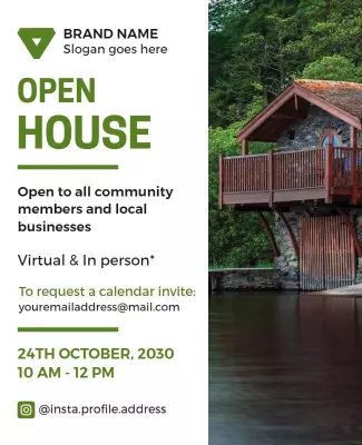 Charming Green Community Open House Event Poster Template