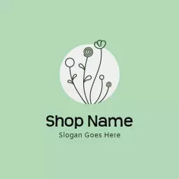 Charming Green Floral Arrangement for Local Florist Logo Template