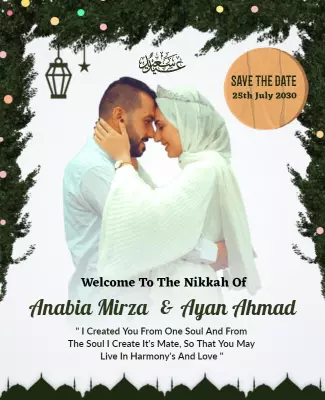 Charming Green Floral Nikkah Celebration Invitation Poster Template