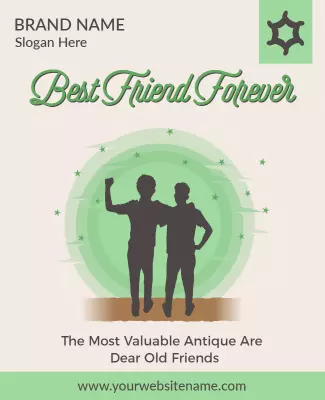Charming Green Friendship Celebration Poster Template