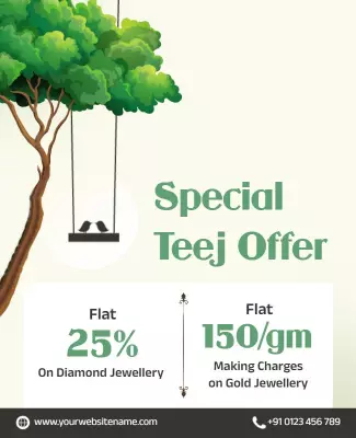 Charming Green Teej Festival Jewelry Offer Poster Template