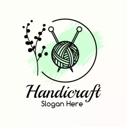 Charming Green Yarn Art Highlighting Handicraft Creativity Logo Template